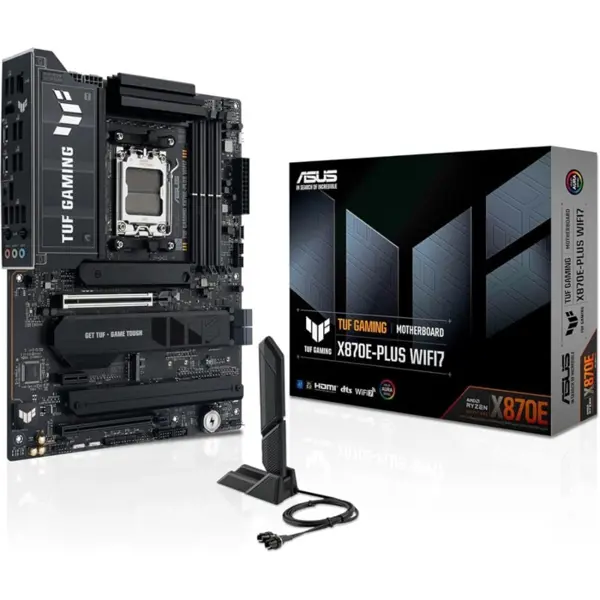 ASUS TUF GAMING X870E-PLUS WIFI7 AMD AM5 Motherboard – 16+2+1 80A Power Stages, DDR5 8000MT/s, PCIe 5.0, USB4 40Gbps, WiFi 7