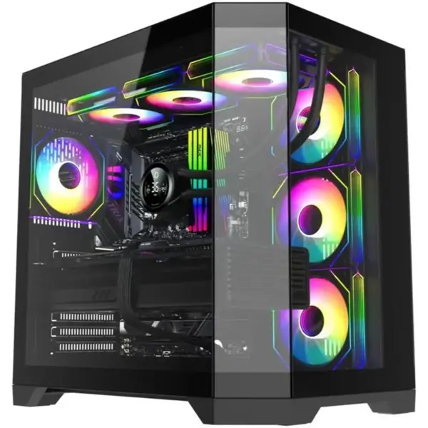GameMax Hype-A Mid-Tower ATX Tempered Glass Gaming Case Black