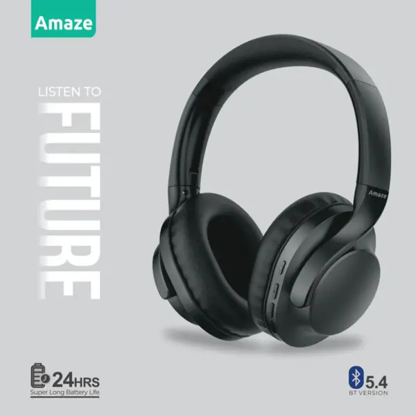 Amaze A650 Strong Bass Wireless Headphone With 24hrs Time - Navy Blue / Dark Gray / Silver/Brown / Sea Green