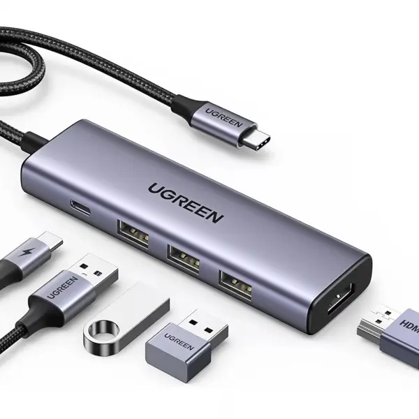 UGREEN 15596 Revodok USB C Hub 5 in 1 Multiport Adapter 4K HDMI 100W Power Delivery