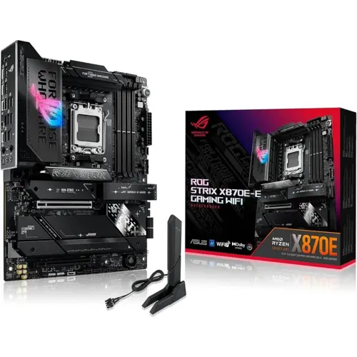 ASUS ROG Strix X870E-E Gaming WiFi AMD AM5 ATX Motherboard – 18+2+2 Power Stages, DDR5, PCIe 5.0, WiFi 7, 5x M.2, USB4, AI Overclocking & Networking