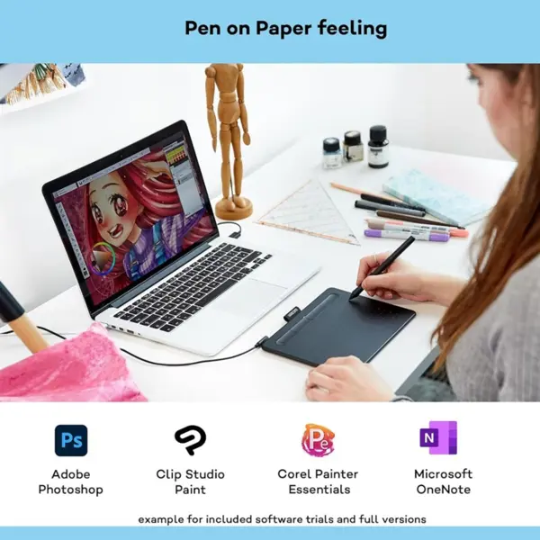 Wacom Intuos CTL-4100K-N Digitizer, Intuos S, Wired, 2540 LPI, 152 x 95 mm, USB, 7 mm, Pen