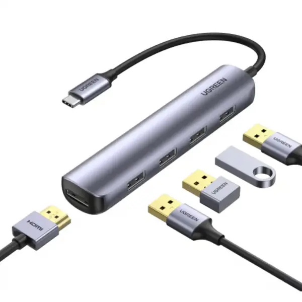 UGREEN 20197 USB C 5-in-1 Multiport Hub HDMI 4K@30Hz with 4 USB 3.0 Ports