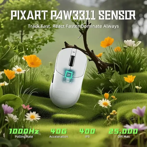 Attack Shark X8 SE Wireless Gaming Mouse, 55g Ultra-Lightweight Wired/BT/2.4GHz Wireless Programmable Mouse - White