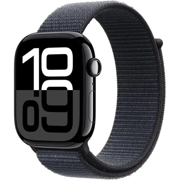 Apple Watch Series 10 42mm GPS Jet Black Aluminum Case with Ink Sport Loop Smartwatch