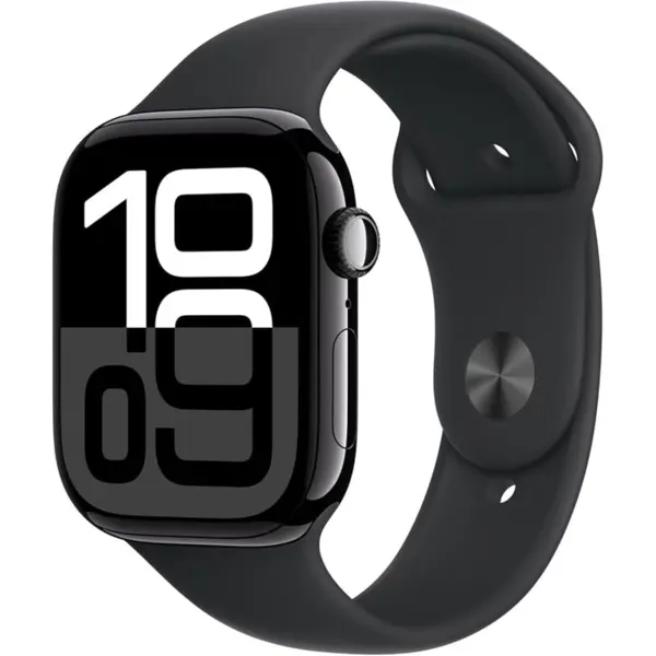 Apple Watch Series 10 GPS 46mm Jet Black Aluminum Case with Black Sport Band Smartwatch