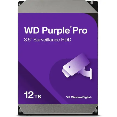 WD Purple Pro 12TB Surveillance Hard Drive HDD – AI-Enabled NVR & Video Analytics Storage, SATA 256MB Cache