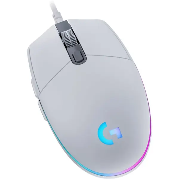 Logitech G203 Lightsync Wired Gaming Mouse - White, 8000 DPI, 6 Programmable Buttons, RGB Lighting - 910-005797