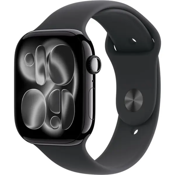 Apple Watch Series 11 GPS 46mm Jet Black Aluminum Case with Black Sport Band M/L Smartwatch