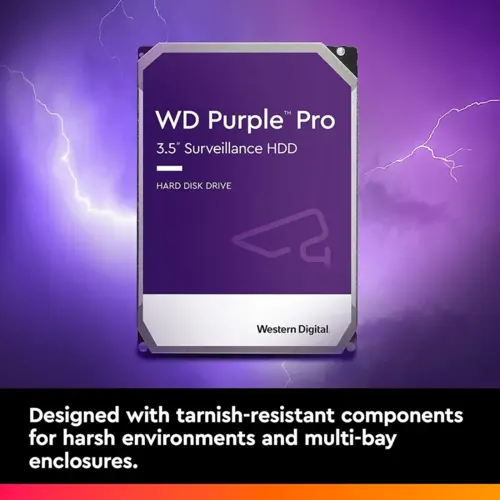 WD Purple Pro 12TB Surveillance Hard Drive HDD – AI-Enabled NVR & Video Analytics Storage, SATA 256MB Cache
