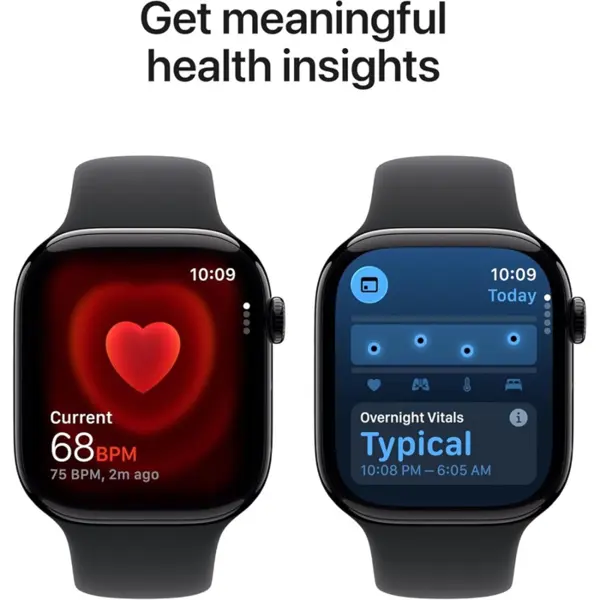 Apple Watch Series 11 GPS 46mm Jet Black Aluminum Case with Black Sport Band M/L Smartwatch
