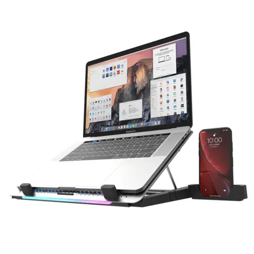 Darkflash G200 RGB Laptop Cooling Pad - Adjustable Height, USB-Powered, Phone Holder