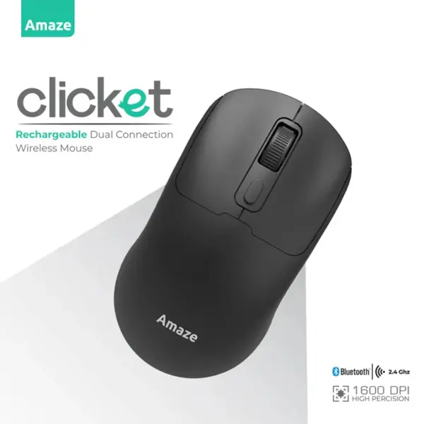 Amaze A712 Clicket Dual Wireless Rechargeable Mouse  - White / Black 