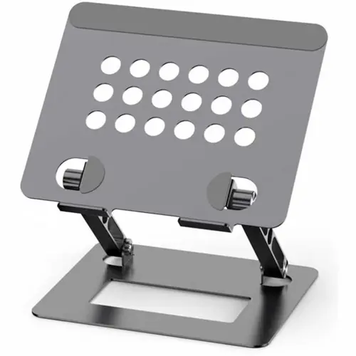 Amaze A528 Laptop and Tablet Aluminum Retractable Stand - Adjustable Height, 10-17" Support, Grey