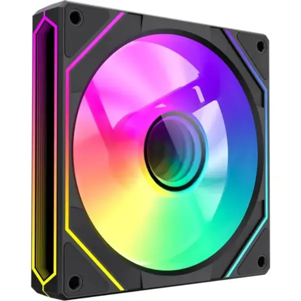 GameMax FN12A-S8I-R ARGB Fan, 120mm, Intelligent Speed Control, Inner and Outer Light, Shockproof Design, Reverse Blade, Black