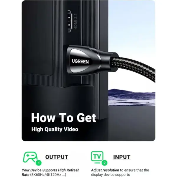 UGREEN 80404 8K HDMI to HDMI Braided Cable 3M