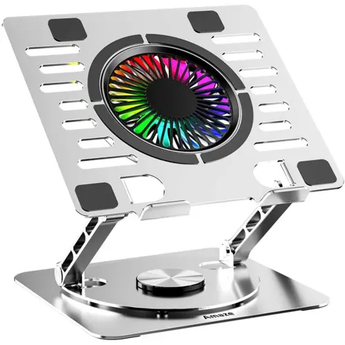 Amaze A525 Laptop Aluminum Rotatable RGB Cooling Stand - 110mm Fan, 10 RGB Modes, 360 Plate