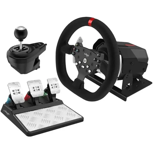 PXN V10 Gaming Racing Wheel Bundle, 3.2Nm Force Feedback, 900° Steering, Pedals & Shifter