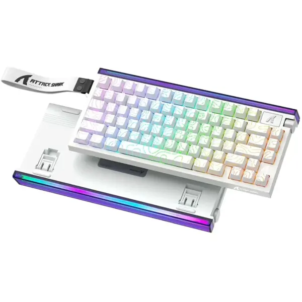 ATTACK SHARK R85 HE Rapid Trigger Keyboard Magnetic Switch, 75% Wired 8KHz Magnetic Keyboard, 0.005mm Rapid Trigger Accuracy, 8000Hz Polling Rate, Custom RGB Lightbox - White Contours