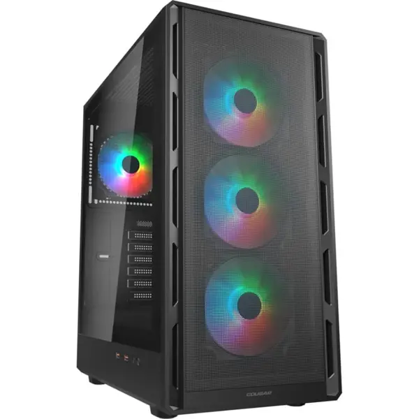 Cougar AIRFACE PURE RGB Mid Tower Case - Compact ATX, Ventilation-Optimized Perforated Panel, Black