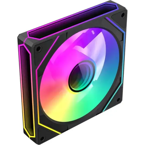 GameMax FN12A-S8I-R ARGB Fan, 120mm, Intelligent Speed Control, Inner and Outer Light, Shockproof Design, Reverse Blade, Black