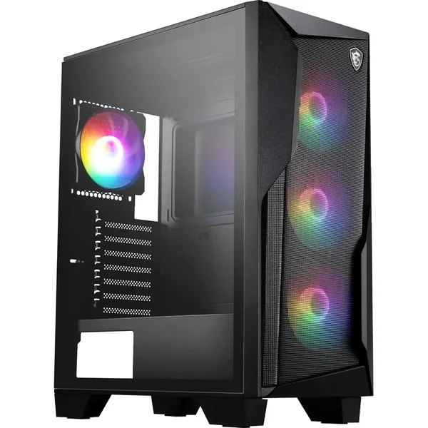 MSI MAG Forge 130A Airflow Mid-Tower ATX PC Case – High Airflow Design, 4 Pre-Installed Auto RGB Fans, 240mm Radiator Support, Tempered Glass Side Panel (Black)