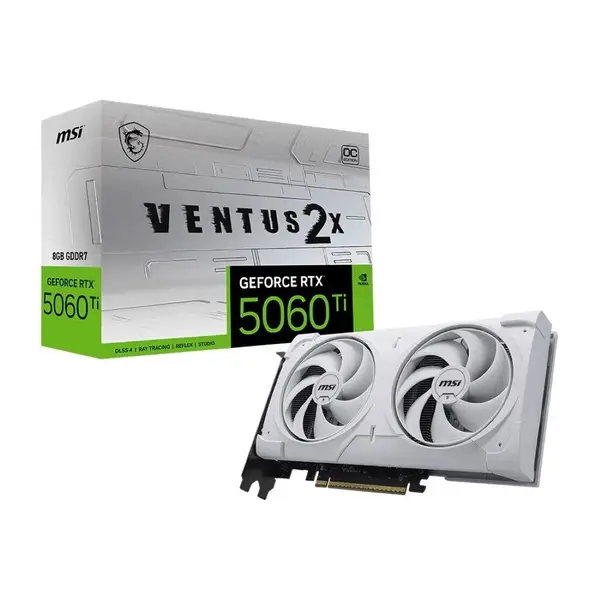 MSI VENTUS GeForce RTX 5060 Ti 8G 2X OC PLUS GDDR7 PCIe 5.0 x16 Graphics Card White