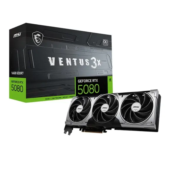 MSI VENTUS GeForce RTX 5080 3X OC 16GB GDDR7 PCIe 5.0 x16 Graphics Card
