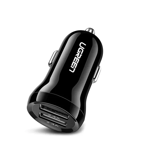 UGREEN 24W Dual USB-A Car Charger Space Grey | Fast Charging 2-Port USB Car Adapter for iPhone, Samsung, Xiaomi, Tablets & GPS Devices
