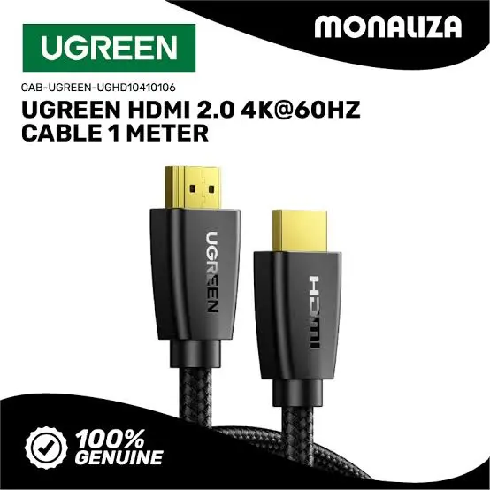 UGREEN HDMI 2.0 Male to Male Braided Cable 1M 4K 60Hz Ultra High Speed HDMI Cable Black
