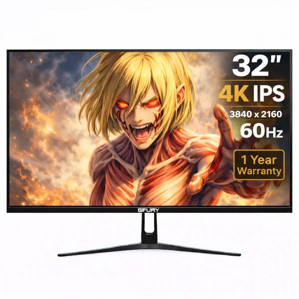 GFURY TITAN 32” 4K VA Gaming Monitor 60Hz UHD 3840x2160 Flat Borderless Display Metal Stand DP HDMI USB Type-A Monitor Pakistan