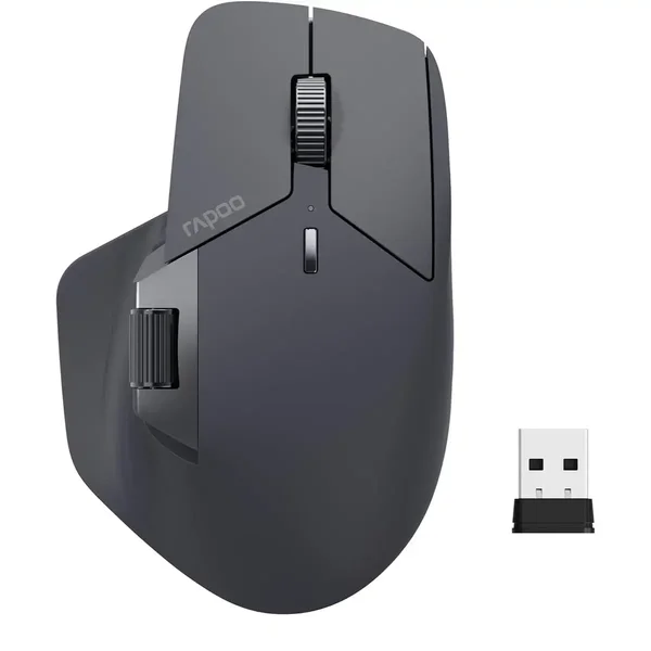 Rapoo MT760L Multi-Device Wireless Mouse, Bluetooth 5.0 & 2.4G, Up to 4 Devices, 11 Programmable Buttons, Matte Black