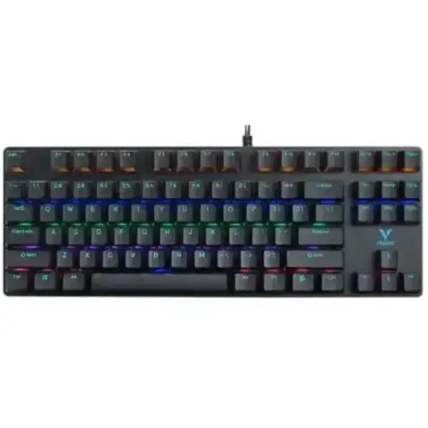 Rapoo V500 Pro 87 RGB Mechanical USB-A Gaming Keyboard - Compact TKL, Spill Resistant, Anti-Ghosting, Conflict Free Design, Compatible with Windows, macOS - Black