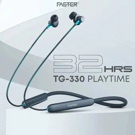 Faster TG-330 Wireless Neckband Earphones – ENC Noise Cancellation, Bass Boosted Sound, Magnetic Touch, In-Ear Design