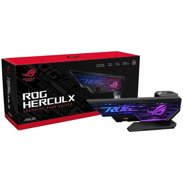 ASUS ROG Herculx Graphics Card Holder XH01 Black Premium Adjustable GPU Support Bracket Anti-Sag Stand for Gaming PC