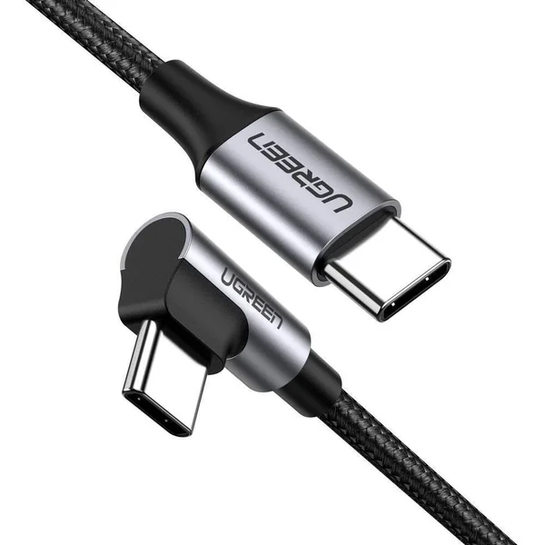 UGREEN US255 USB-C 2.0 Male to 90° Angled USB-C Male 3A Fast Charging Data Cable 3 Meter – Right Angle USB Type-C Cable