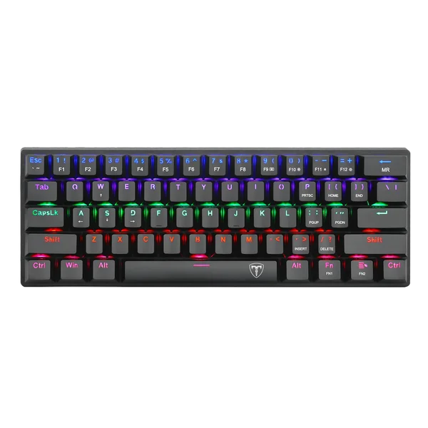 T-Dagger Arena TGK321 61-Key 60% Mechanical Gaming Keyboard with Outemu Blue Switches, Rainbow Backlight & N-Key Rollover
