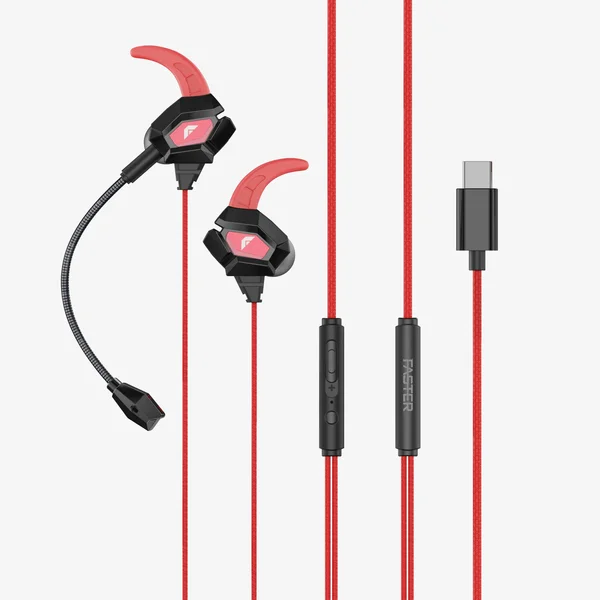 Faster GH-1C Gaming Wired Earphones – Type-C, Low Latency, 10mm Driver Audio, Built-in Mic