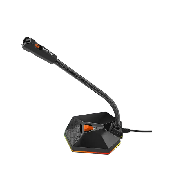 Meetion MC13 Condenser Microphone with RGB Stand – USB Type-C, On/Off Switch, Omnidirectional