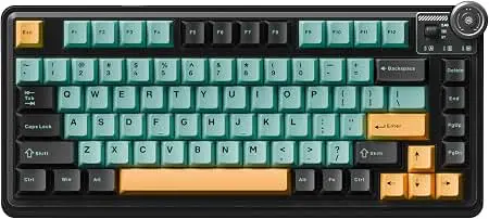 AULA AU75 Black-Green-Yellow Tri-Mode Wireless Mechanical Gaming Keyboard - Bloomfield Switch, Hot-Swap RGB