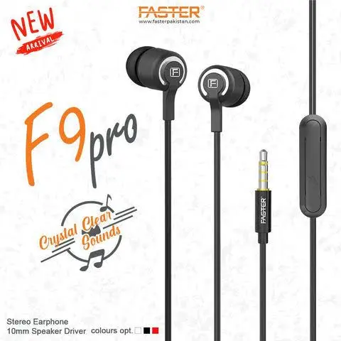 Faster J9 Wired Earphones – 3.5mm, 10mm Bass Driver, Super Bass Sound, Fit-in-Ear