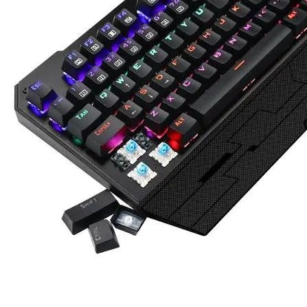 T-Dagger Battleship TGK301 Wired Mechanical Gaming Keyboard with Rainbow LED Backlight, Full Anti-Ghosting, Double-Shot Keycaps, 104 Keys, USB Gaming Keyboard for PC
