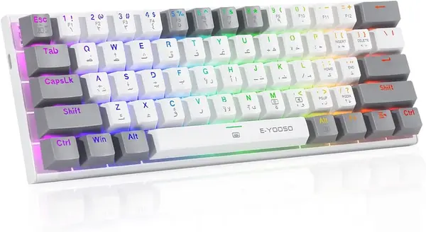 E-YOOSO Z-11 RGB Mechanical Gaming Keyboard 60% Compact Wired/Wireless Hot-Swappable Keyboard with RGB Backlit & Blue/Red Switches