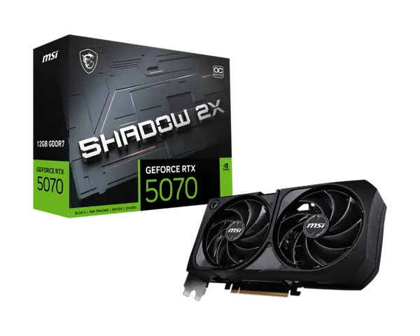 MSI GeForce RTX 5070 SHADOW 2X 12G OC Graphics Card | 12GB GDDR7 PCIe Gen 5 Gaming GPU
