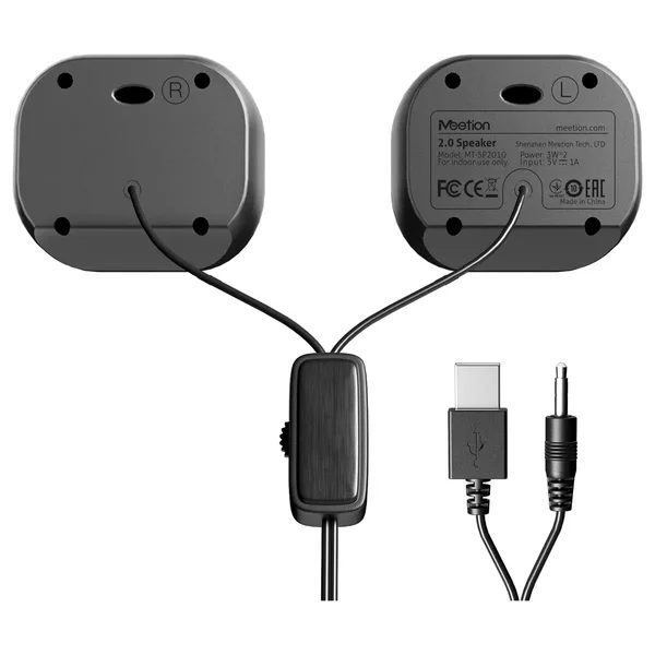 Meetion SP2010 2.0 Desktop Speakers – 3.5mm + USB, 3W x2, SNR ≥65dB