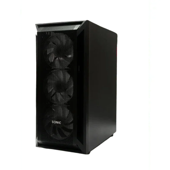 SONIC R19 Black Gaming Case With 3 RGB Fans & Tempered Glass Side Panel