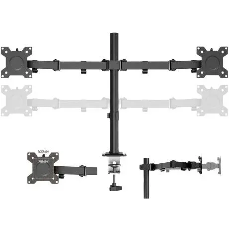 Darkflash ATLAS 2 Heavy Duty Dual Monitor Arm - Gas Spring Desk Mount for 27 inch Monitors, VESA Compatible, C-Clamp Mounting