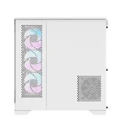 Darkflash DQX90 Luxury ATX Gaming PC Case White - Full Tempered Glass Panoramic Cabinet with 4 ARGB Fans, Type-C, Vertical GPU Mount