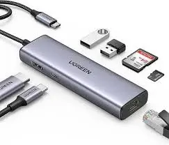 UGREEN USB-C to HDMI 2x USB 3.0 A USB-C SD TF PD Converter 7-in-1 4K30Hz with Card Reader