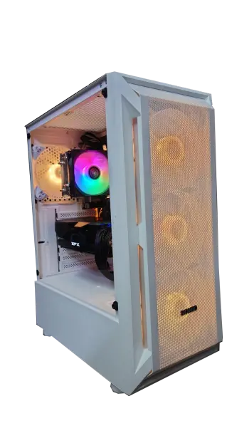 SONIC R19 White Gaming Case With 3 RGB Fans & Tempered Glass Side Panel